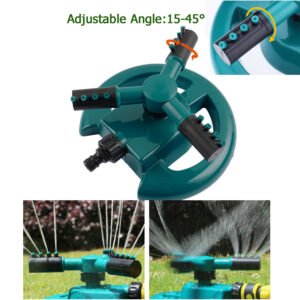 Garden Water Sprinkler 3-arm  plastic nozzle with circle base