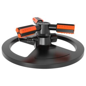 Garden Lawn Automatic Water Sprinkler 6 Nozzles Three Arm with circle base