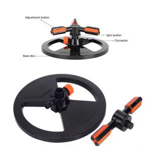 Garden Lawn Automatic Water Sprinkler 6 Nozzles Three Arm with circle base