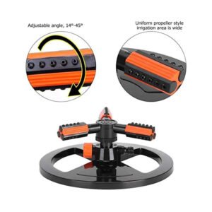 Garden Lawn Automatic Water Sprinkler 6 Nozzles Three Arm with circle base
