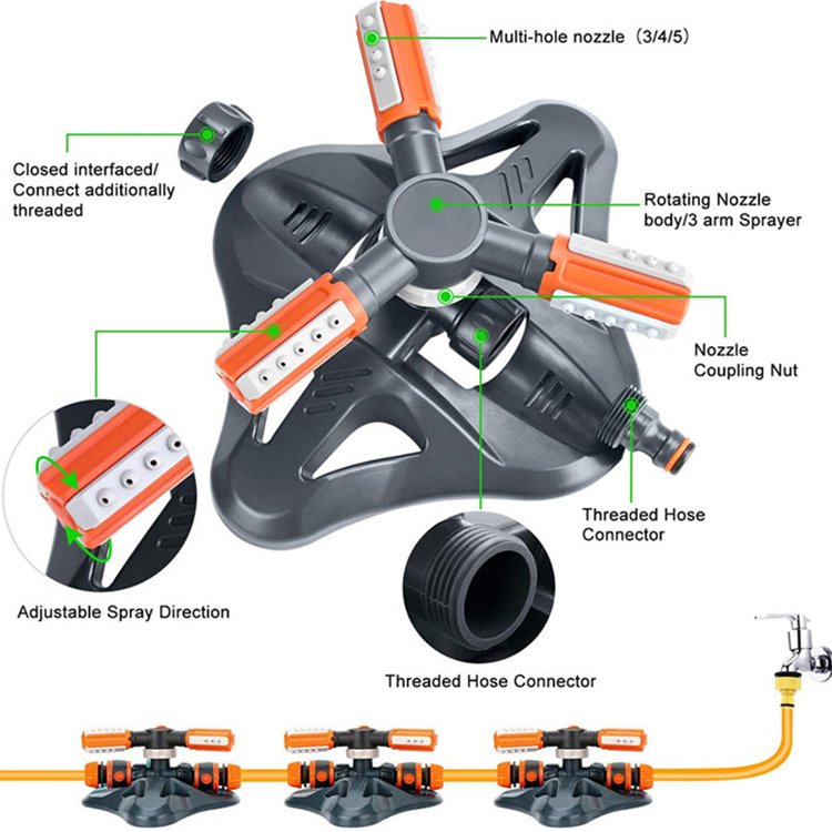 Quick Coupling Lawn Rotating Irrigation with Heavy Duty Weighted Base
