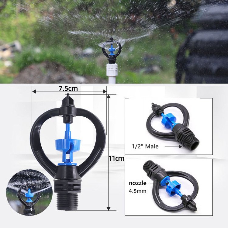1/2 3/4 Inch Blue Turbine Garden Automatic Sprinkler 360 Degree Spray