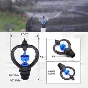 5006-2 1/2 3/4 Inch Blue Turbine Garden Automatic Sprinkler 360 Degree Spray