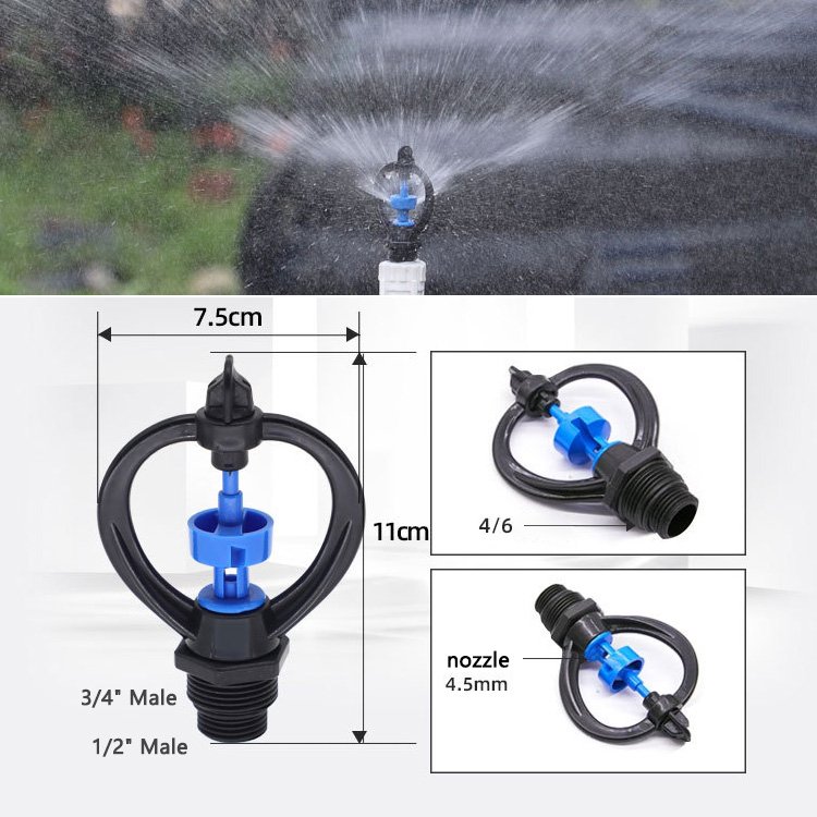 1/2 3/4 Inch Blue Turbine Garden Automatic Sprinkler 360 Degree Spray