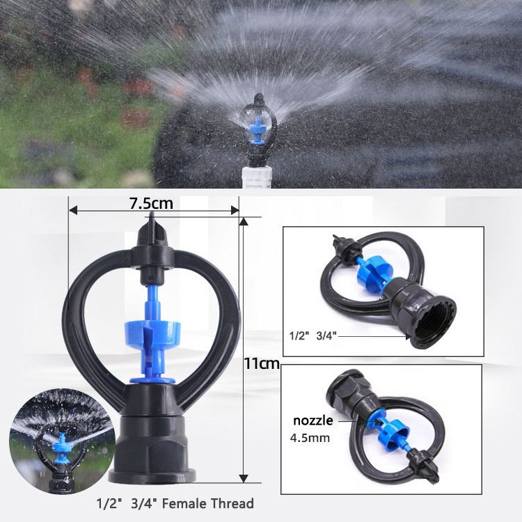 1/2 3/4 Inch Blue Turbine Garden Automatic Sprinkler 360 Degree Spray