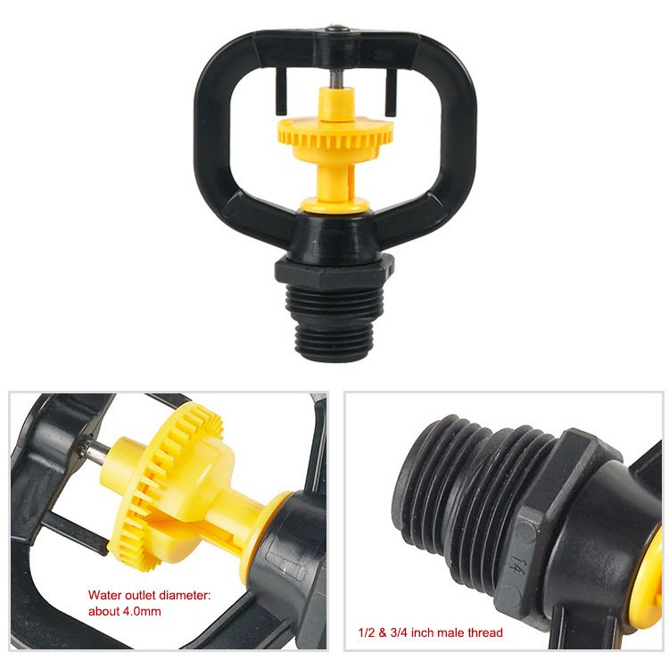 Plastic yellow shutter wheel nozzle 360 Micro Farm Irrigation Sprinkler