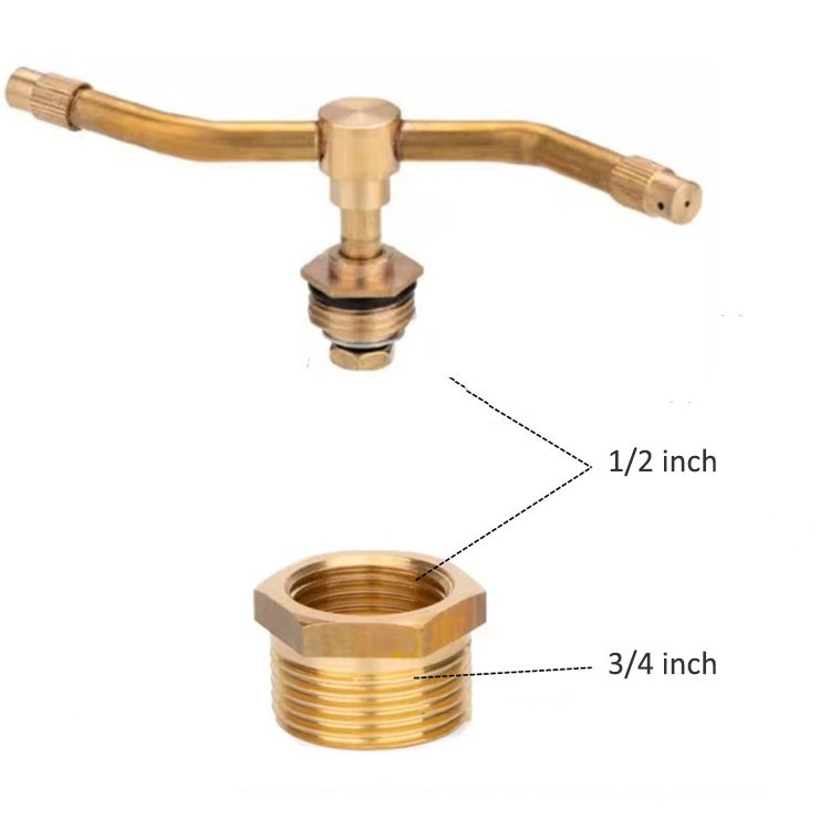 1/2 Inch 3-arm Rotating Brass Nozzle Garden Lawn Irrigation Watering