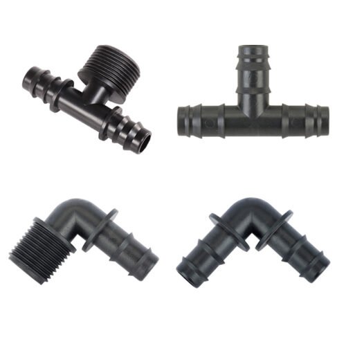 Barbed Elbow Fittings 1/2" 3/4" Male Thread Tee Elbow Straight for Drip Pipe