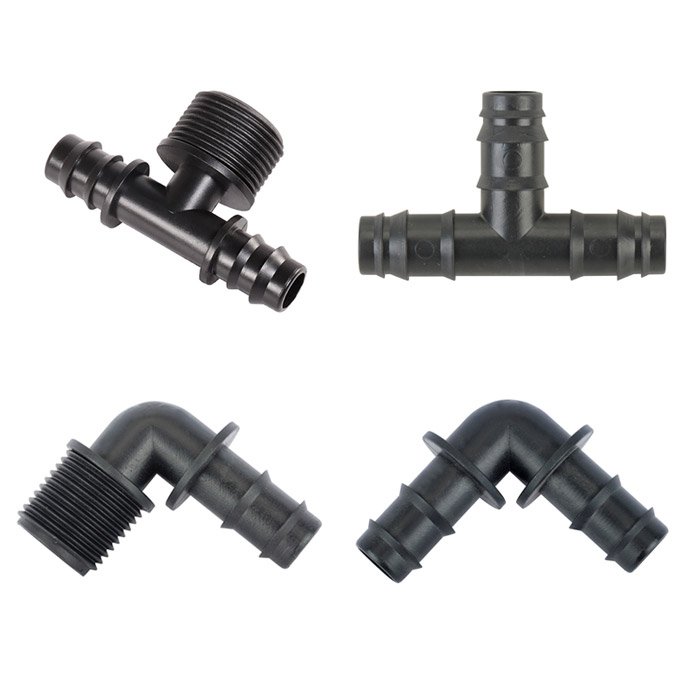 Barbed Elbow Fittings 1/2" 3/4" Male Thread Tee Elbow Straight for Drip Pipe