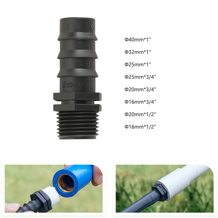 Plastic Male Thread Irrigation Barbed Fittings for Water Hose Pipe Irrigation