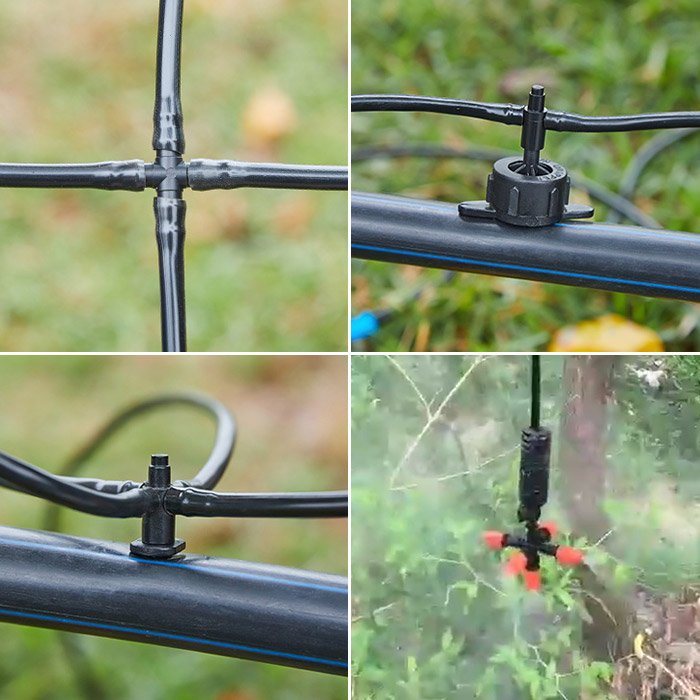 4/7mm 4 Way Barb Hose Fittings Connector for Micro Drip Irrigation System