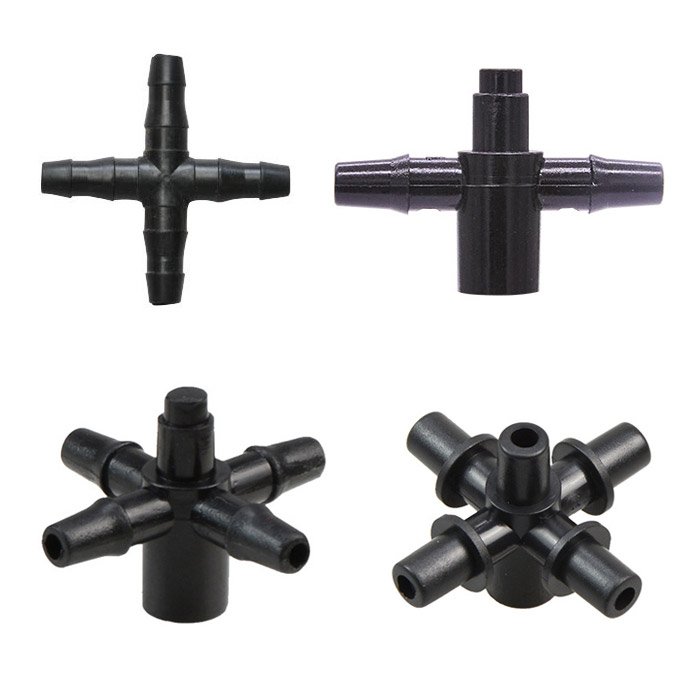4/7mm 4 Way Barb Hose Fittings Connector for Micro Drip Irrigation System